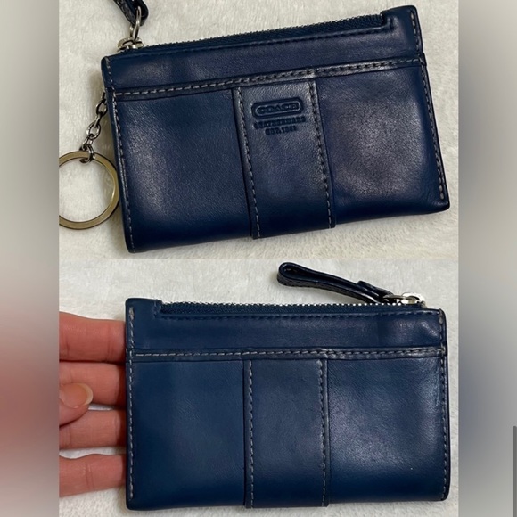Vintage Coach Leather keychain wallet skinny mini in blue - Picture 3 of 8